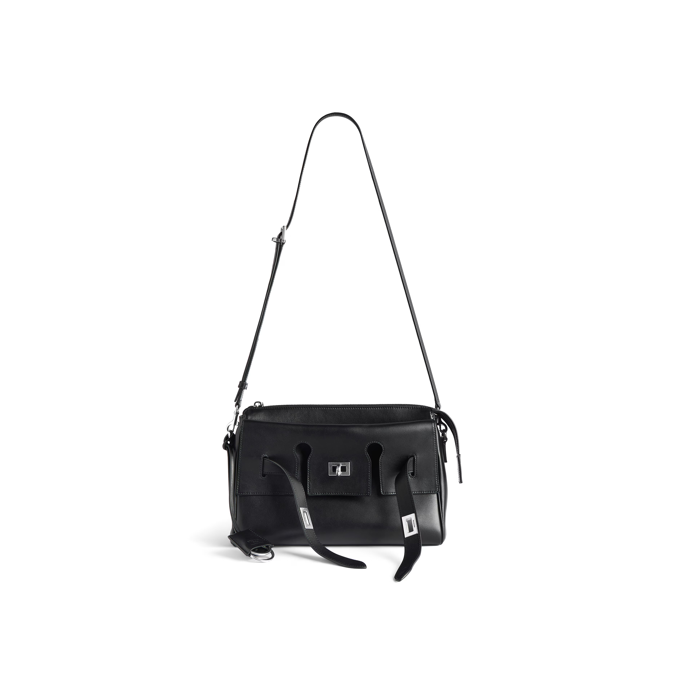 BALENCIAGA MEN'S BEL AIR ZIPPED MESSENGER BAG SMALL IN BLACK 8340322ABAW1000 (29.9*19.8*8.8cm)